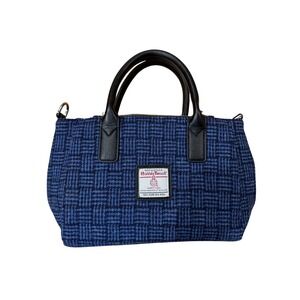 Glen Appin Harris Tweed Blue Wool Basketweave Tote Handbag